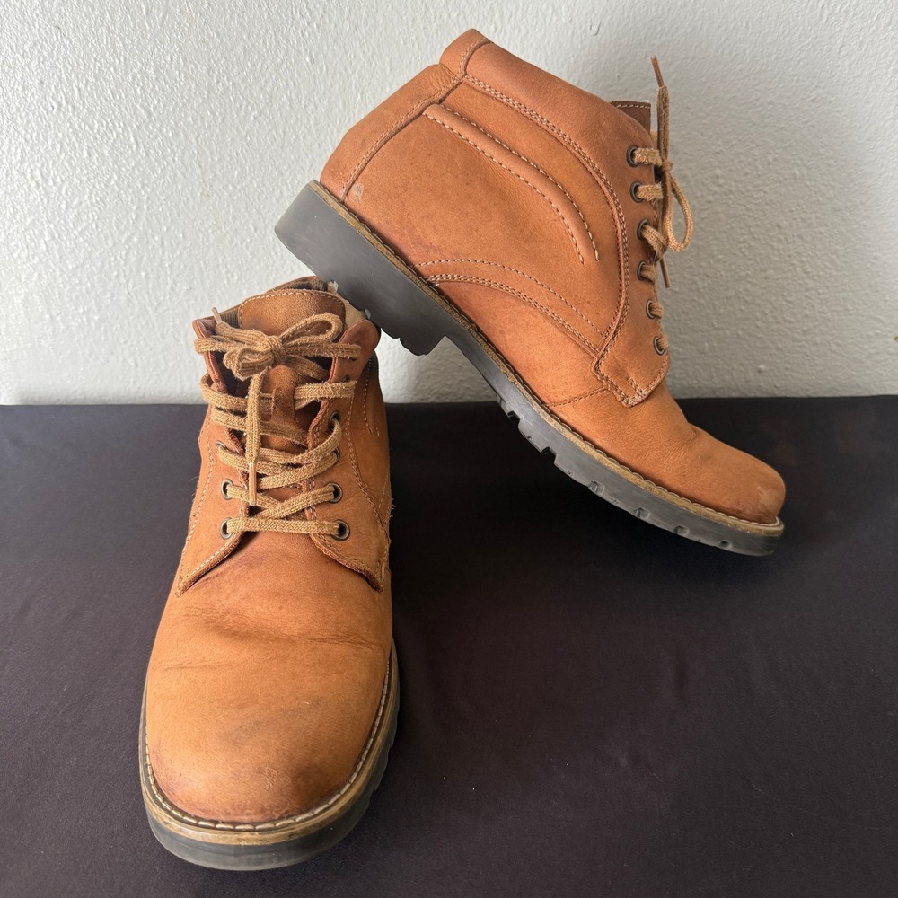 Flexi Country Mens Lace Up Ankle Boots Tan Leather Chukka Size 10.5